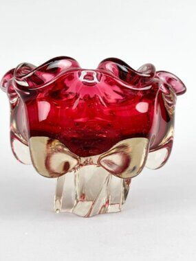 Josef Michal Hospodka VINTAGE 1960s Bohemian Art Glass Bowl, 6"x5"